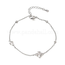 Brass Micro Pave Clear Cubic Zirconia Four Leaf Clover Link Bracelets&nbsp;KK-CBAED06-02P