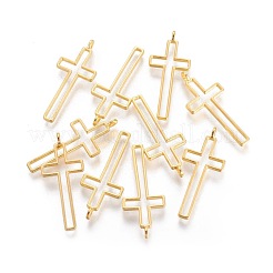 合金のチベット風チャーム  カドミウムフリー＆鉛フリー  クロス  ゴールドカラー  37.62x16mm  穴：2mm&nbsp;PALLOY-A11-2622-G-LF