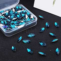 ポイントガラスラインストーンカボション  バックメッキ  多面カット  馬の目  カプリブルー  7.4x7.2x1.7cm  100個/箱&nbsp;RGLA-OC0001-08H