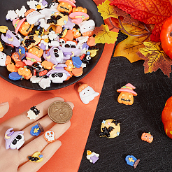 96個 16スタイル ハロウィンテーマ 不透明樹脂デコデンカボション  混合図形  10.5~25.5x11.5~29.5x4.5~10.5mm  6個/スタイル&nbsp;CRES-SC0002-90