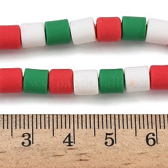 クリスマスの手作りポリマークレイビーズ連売り  ジュエリー工芸用品のDIY用  コラム  6x6mm  穴：1.2~1.4mm  約62個/連  15.28''（38.8センチメートル）&nbsp;CLAY-F006-01A