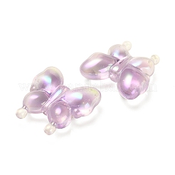 夜光UVメッキレインボー虹色アクリルビーズ  暗闇で光る  蝶  ミディアム蘭  30x29x10.5mm  穴：2mm&nbsp;LS-OACR-F006-03D