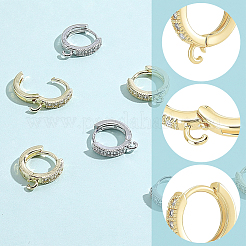 16Pcs 2 Colors Brass Huggie Hoop Earring Findings&nbsp;KK-BBC0027-47