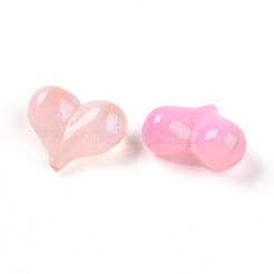 不透明UVメッキアクリルビーズ  虹色の  ハート  ミックスカラー  23x18mm&nbsp;OACR-I015-43