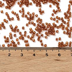 焼付塗装ガラスシードビーズ  シリンダー  サドルブラウン  2x2mm  穴：1mm&nbsp;X-SEED-S042-18B-01