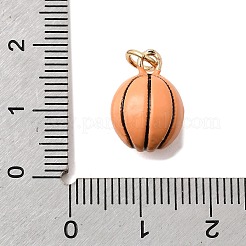 真鍮製エナメルペンダント  サッカーのチャーム  ゴールドカラー  砂茶色  14.5x10.5mm  穴：3.8mm&nbsp;KK-F940-07B-G07
