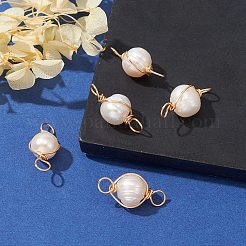 Natural Cultured Freshwater Pearl Connector Charms&nbsp;PALLOY-YW0001-39
