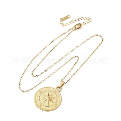 Compass 304 Stainless Steel Pendant Necklaces&nbsp;NJEW-M096-19G