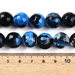 染め加工天然石瑪瑙ビーズ連売り  ラウンド  多面カット  ドジャーブルー  13~13.5x13~13.5mm  穴：1mm  約28個/連  14.96~15.48''（38~38.7センチメートル）&nbsp;G-T141-01A-04