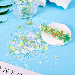 プラスチックスパンコールビーズ 100g  縫製工芸品の装飾  薄緑  6x6mm&nbsp;PVC-TA0001-04E