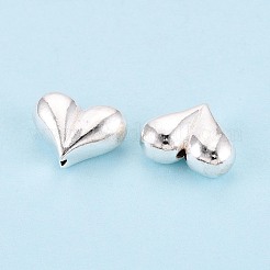 925スターリングシルバービーズ  ハート  銀  11x14x6.5mm  穴：1.2mm&nbsp;STER-N016-65B-S