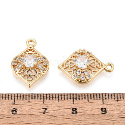 Brass Pave Clear Cubic Zirconia Pendants&nbsp;KK-T077-39G