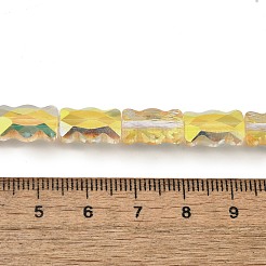 電気メッキガラスビーズセット  長方形  半分メッキ  多面カット  黄金メッキ  12.5x8x5.5mm  穴：1.2mm  約32個/連  15.98インチ（40.6cm）&nbsp;EGLA-L045-F-HP02
