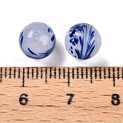 手作りランプワークビーズ  花の丸  ダークブルー  12x12~12.5mm  穴：1.2~1.6mm&nbsp;LAMP-T023-03C-05