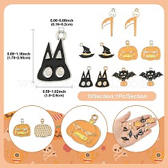 10pcs10スタイルハロウィーンテーマ合金エナメルペンダント  白金/ゴールデン  混合図形  17.5~29.5x15~26x1mm  穴：1.6~2mm  1個/スタイル&nbsp;ENAM-FS0003-84