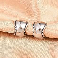 316サージカルステンレスカフイヤリング  C字型  アンティークシルバー  14.5x12mm&nbsp;X-EJEW-C160-01AS