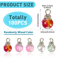 100Pcs Mixed Styles Glass Pendants&nbsp;PALLOY-TADJ00006