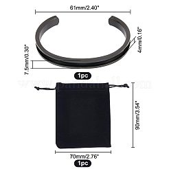 1Pc 304 Stainless Steel Grooved Bangles&nbsp;FIND-UN0043-39EB