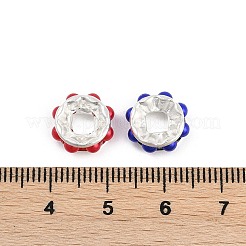真鍮製ヨーロピアンビーズ  ABSプラスチック模造真珠  大穴ビーズ  フラットラウンド  カドミウムフリー＆鉛フリー  ミックスカラー  12x4mm  穴：4.5mm&nbsp;KK-H490-04A-S