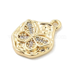 Brass Micro Pave Clear Cubic Zirconia Charms&nbsp;KK-B130-04G