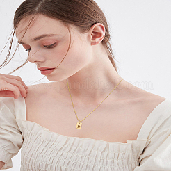1Pc Stainless Steel Letter Rectangle Pendant Necklaces&nbsp;NJEW-LP0001-34D-G
