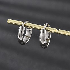 201 ステンレススチールフープピアス  304ステンレスピン付き  ステンレス鋼色  16x4mm&nbsp;EJEW-P304-15C-P