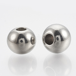 変色しにくい201ステンレススチールビーズ  ラウンド  ステンレス鋼色  8x6.5mm  穴：2.5mm&nbsp;STAS-Q227-02A