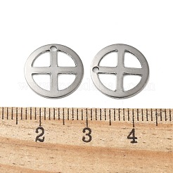 ステンレスペンダント201個  クロスチャームフラットラウンド  ステンレス鋼色  13x0.5mm  穴：1.2mm&nbsp;STAS-I330-052P