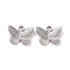 変色しない304ステンレススチールチャーム  蝶  ステンレス鋼色  12x15x3mm  穴：2mm&nbsp;STAS-C059-04P