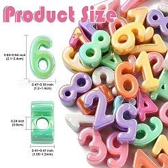 50個 10スタイル 不透明UVメッキアクリルビーズ  虹色の  数0~9  ミックスカラー  21~24x12~14x10.5~12mm  穴：6mm  5個/スタイル&nbsp;PACR-CJ0001-49