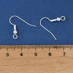 真鍮のピアスフック  鉛フリー＆カドミウムフリー＆ニッケルフリー  コイルとボール付きフレンチフック  銀  19.5mm  穴：1mm  ピン：1mm&nbsp;KK-H258-06A-S