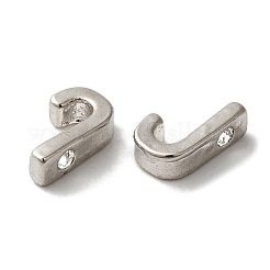 プラチナメッキ合金ビーズ  頭文字  文字.j  10x3mm  穴：1.8mm&nbsp;PALLOY-CJC0001-64P-J