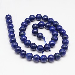 染め加工ラウンド天然のラピスラズリビーズ連売り  4mm  穴：1mm  約85~90個/連  15インチ&nbsp;G-K081-4mm