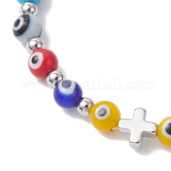 4Pcs 4 Colors Handmade Lampwork Evil Eye Beaded Stretch Bracelets for Women&nbsp;BJEW-JB12290