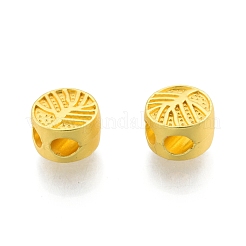 合金ビーズ  命の木とフラットラウンド  マットゴールドカラー  8.5x5.5mm  穴：2.5x3mm&nbsp;FIND-A017-51MG
