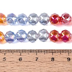 電気メッキ透明ガラスビーズ連売り  ラウンド  ABカラーメッキ  多面カット  コーンフラワーブルー  7.5~8x7mm  穴：1~1.5mm  約48~50個/連  13.19~14.17（33.5~36センチメートル）&nbsp;EGLA-Q135-8MM-C01