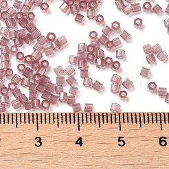 透明ガラスシードビーズ  六角形（ツーカット）  淡いバイオレットレッド  2x1.5mm  穴：0.9mm&nbsp;SEED-S042-21B-03