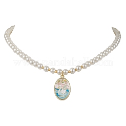 White Glass Pearl Beaded Necklaces&nbsp;NJEW-JN04652