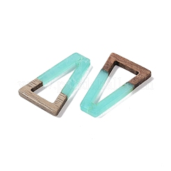 レジン＆ウッドパーツ  ホロートライアングルチャーム  アクアマリン  38x24.5x3.5mm  穴：2mm&nbsp;WOOD-F015-10F