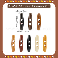 32Pcs 8 Colors 2-Hole Wood Buttons&nbsp;DIY-GF0011-42A