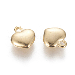 304ステンレススチールチャーム  膨らんだ心  ゴールドカラー  10x9.5x3mm  穴：1.6mm&nbsp;LS-STAS-L233-052G