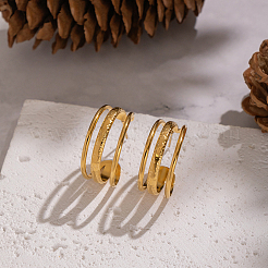 Minimalist Triple C-Shaped 304 Stainless Steel Stud Earrings&nbsp;FG8025