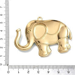 304ステンレススチール製、エナメル加工とクリスタルラインストーンがあしらわれた大きなペンダント  象のチャーム  イオンプレーティング（ip）  18KGP本金メッキ  ライトブルー  45.5x61x4.5mm  穴：2.1mm&nbsp;SA-CBAF3AB-02G-01