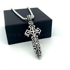 Vintage 304 Stainless Steel Cross Short Sword Pendant Necklaces for Men&nbsp;HZ0891