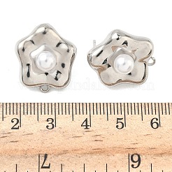 Brass Plastic Pearl Stud Earring Findings&nbsp;KK-G547-06P