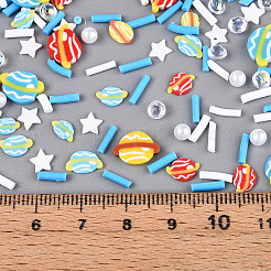 手作り樹脂クレイカボション  プラスチック付き  混合図形  ミックスカラー  3~11x1~11x0.3~4mm&nbsp;CLAY-N013-12