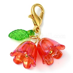 9色の花のアクリルペンダントデコレーション9個  バッグの飾り用のロブスター クロー クラスプ チャーム  ミックスカラー  27mm  1pc /カラー&nbsp;HJEW-JM02717