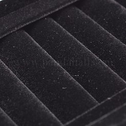 直方体木製ジュエリーリング表示  ベルベットで覆われた  スポンジで  ブラック  18x10x3.3cm&nbsp;RDIS-L001-07D