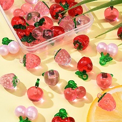12Pcs 3 Colors Transparent Resin & Acrylic 3D Fruit Pendants&nbsp;FIND-YW0006-01