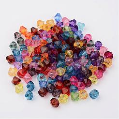 カット加工ダブルコーンクリアアクリルビーズ  染め  ミックスカラー  12mm  穴：2mm  約550個/500g&nbsp;DBB12MM